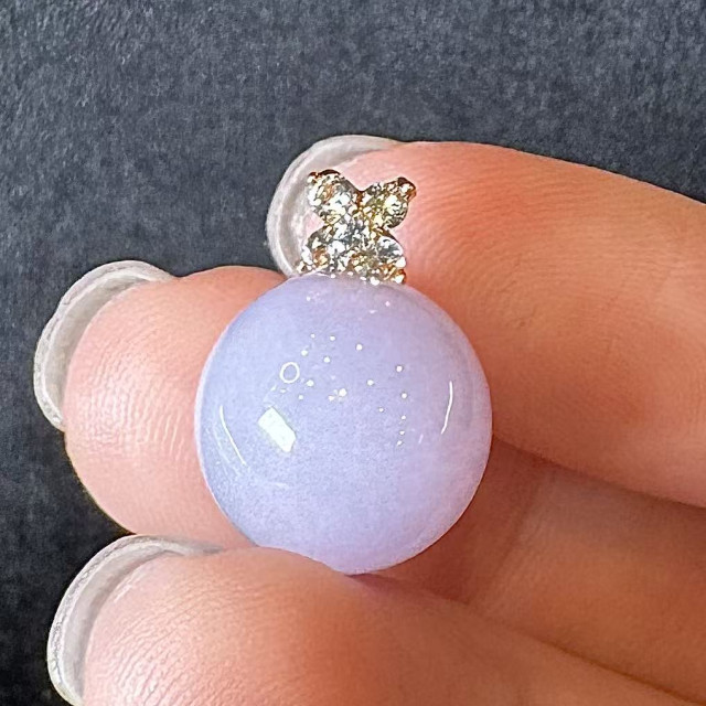 18K真鑽紫羅蘭圓珠吊墜 DB3