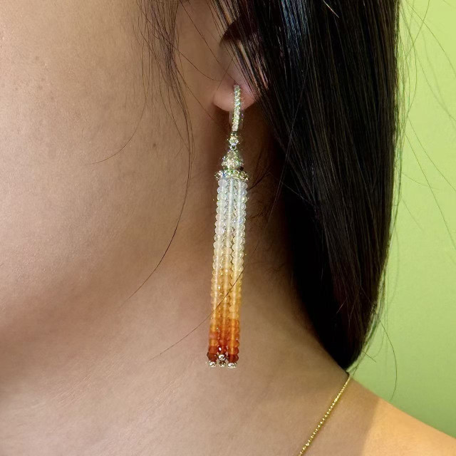 18K真鑽火蛋白石流蘇耳環 DB3