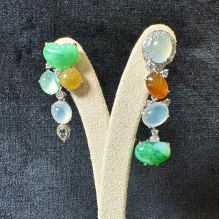 18K真鑽翡翠AB款 愛心耳環DB3