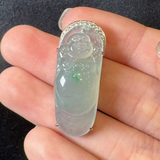 18K真鑽翡翠佛公吊墜DB3