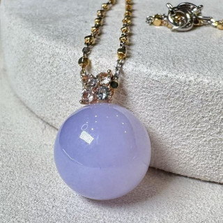 18K真鑽紫羅蘭圓珠吊墜 DB3