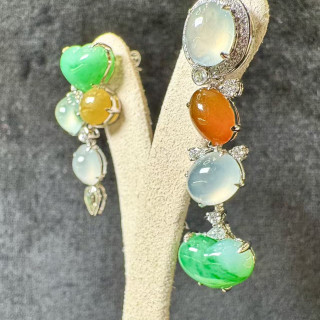 18K真鑽翡翠AB款 愛心耳環DB3