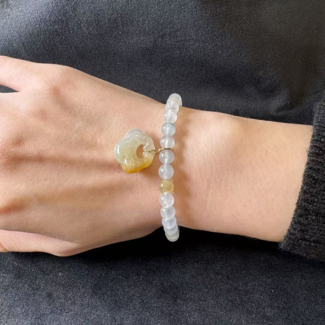 黃翡如意小滴溜隨意扣18K金 DB5