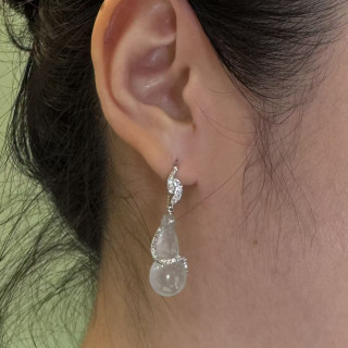 0102冰玻種葫蘆真鑽耳環18K金DB5