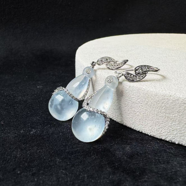 0102冰玻種葫蘆真鑽耳環18K金DB5