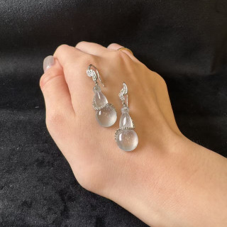 冰玻種葫蘆真鑽耳環18K金 DB5