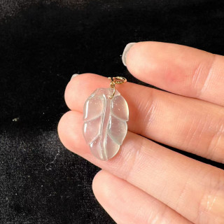 冰種白翡葉子小滴溜隨意扣18K金 DB5