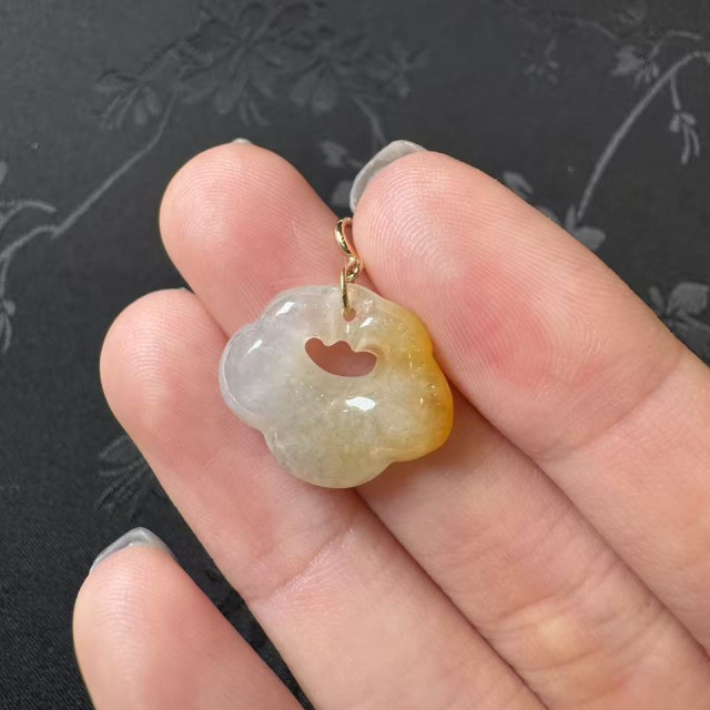 黃翡如意小滴溜隨意扣18K金 DB5