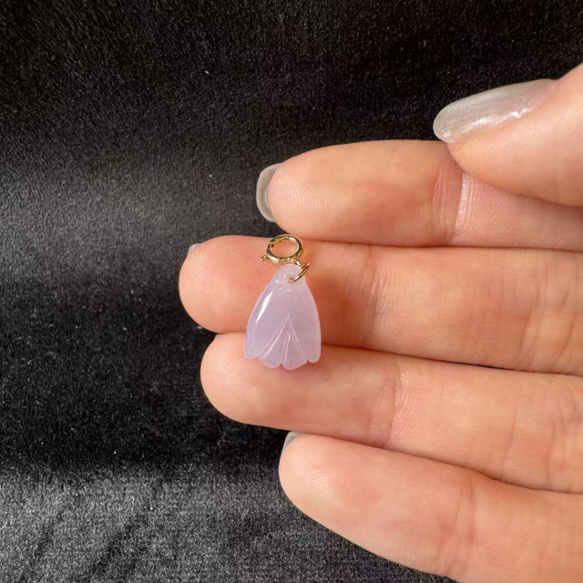 冰種白翡葉子小滴溜隨意扣18K金 DB5