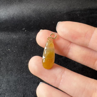 冰種黃翡豆莢小滴溜隨意扣18K金 DB5