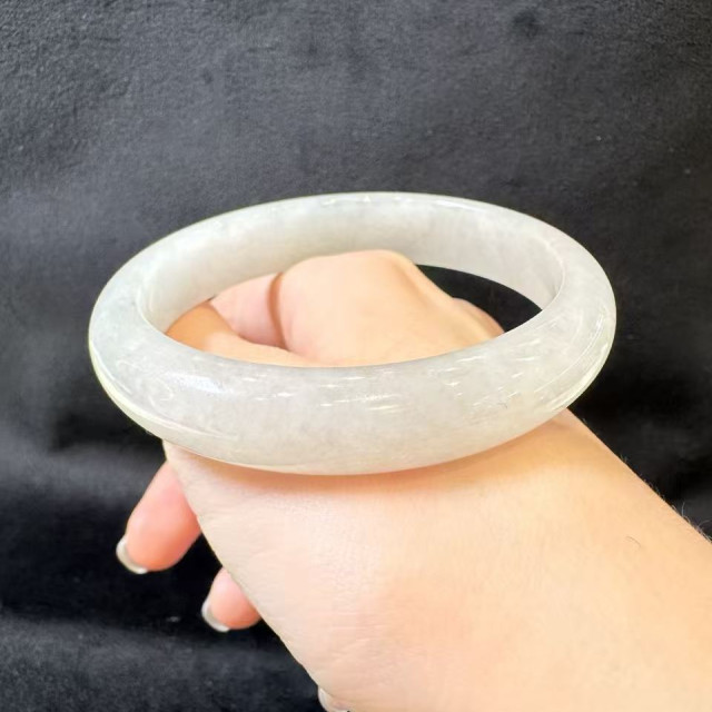 白翡冰糯種大圓平安鐲 DB4