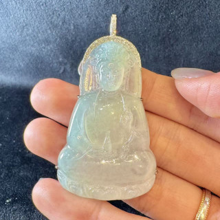 冰種觀音吊墜18K金真鑽 DB4