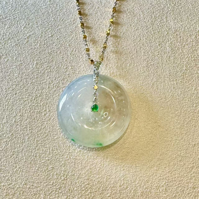 冰種平安扣吊墜18K金真鑽 DB4