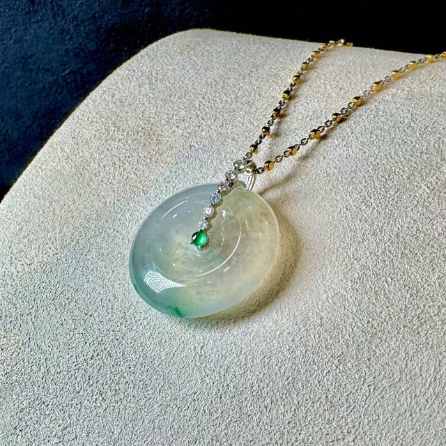 冰種平安扣吊墜18K金真鑽 DB4