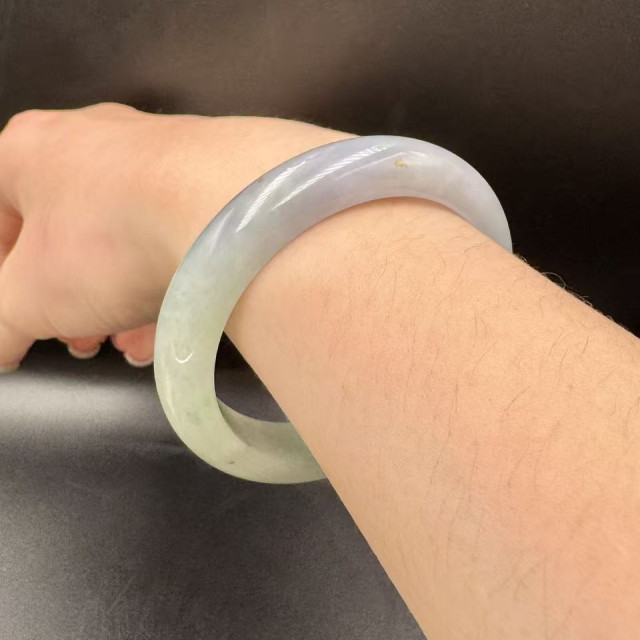 冰糯種淡春彩平安鐲DB5