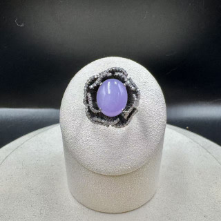 18K金真鑽紫羅蘭蛋面戒指DB5