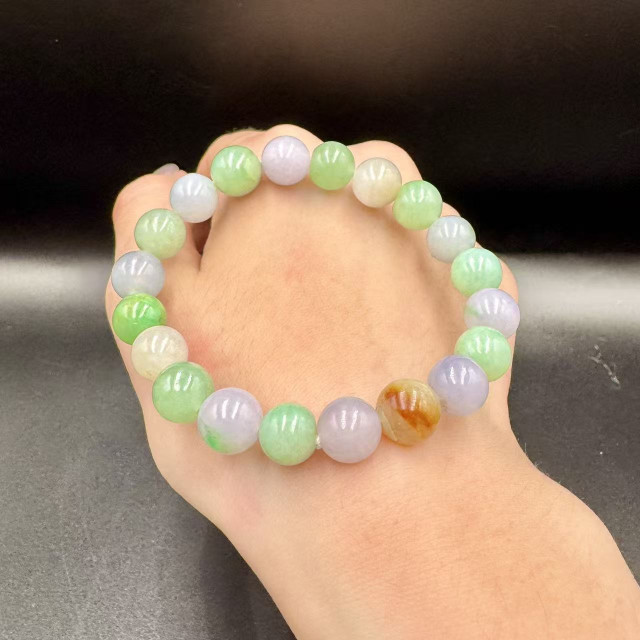 多彩翡翠圓珠手串DB5