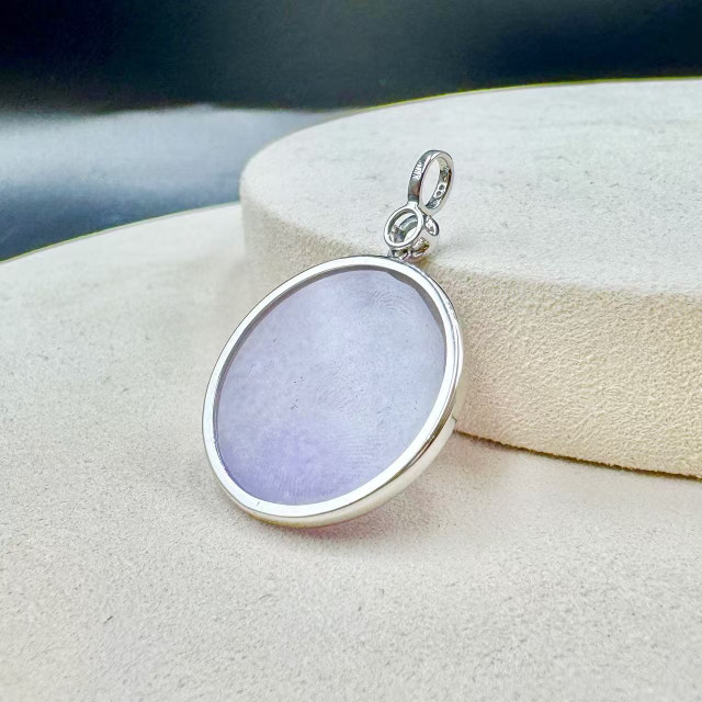 冰種紫翡圓形無事牌吊墜DB5