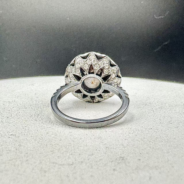 18K金真鑽紫羅蘭蛋面翡翠戒指DB5