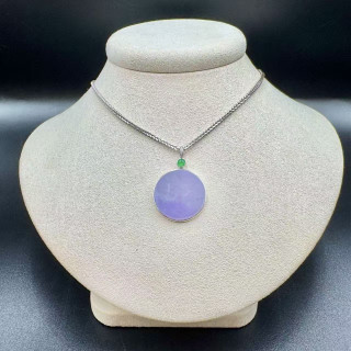 冰種紫翡圓形無事牌吊墜DB5