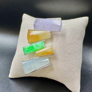 隨心所欲18K金真鑽幾何翡翠胸針DB5