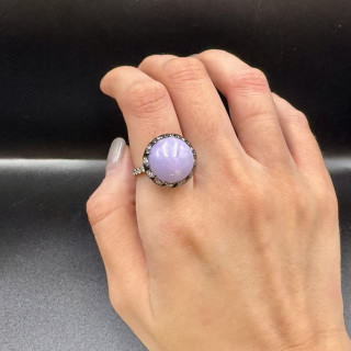 18K金真鑽紫羅蘭蛋面翡翠戒指DB5