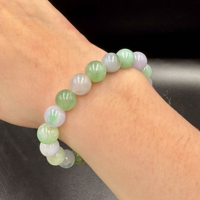 多彩翡翠圓珠手串DB5