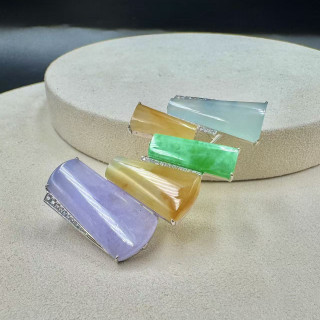 隨心所欲18K金真鑽幾何翡翠胸針DB5