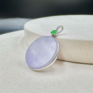 冰種紫翡圓形無事牌吊墜DB5
