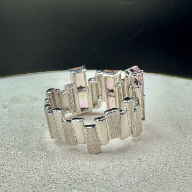 18K金真鑽西瓜碧璽幾何圖形戒指DB5