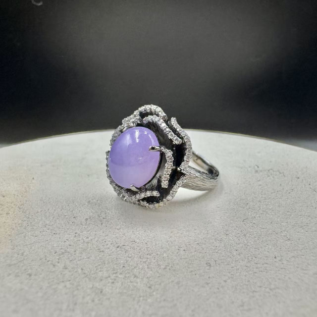 18K金真鑽紫羅蘭蛋面戒指DB5