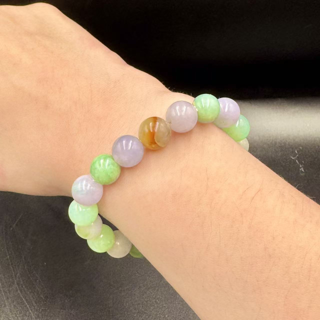 多彩翡翠圓珠手串DB5