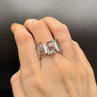 18K金真鑽西瓜碧璽幾何圖形戒指DB5