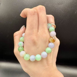 多彩翡翠圓珠手串DB5