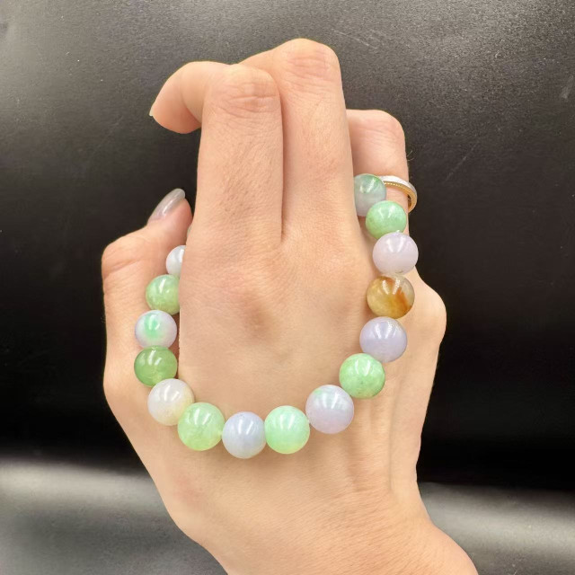 多彩翡翠圓珠手串DB5