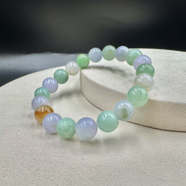 多彩翡翠圓珠手串DB5
