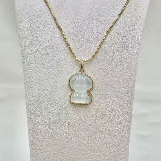 18K金滾珠邊框玻璃種貴賓犬吊墜DB6