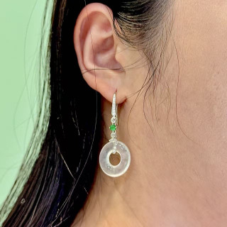 18K金真鑽玻璃種平安扣耳墜DB6