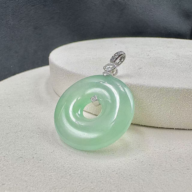 18K金真鑽冰種平安扣吊墜DB6