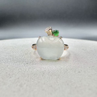 18K玫瑰金真鑽冰種蘋果造型戒指DB6