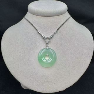 18K金真鑽冰種平安扣吊墜DB6