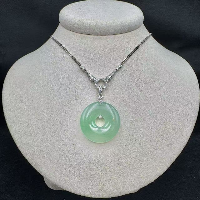 18K金真鑽冰種平安扣吊墜DB6