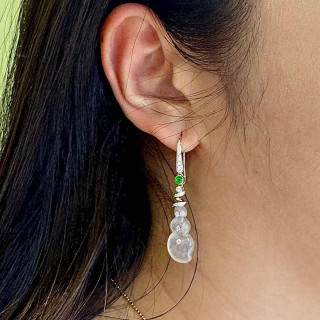 18K真鑽玻璃種造型翡翠耳環DB6