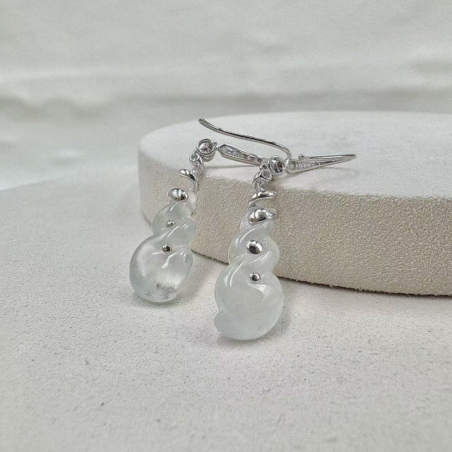 18K真鑽玻璃種造型翡翠耳環DB6