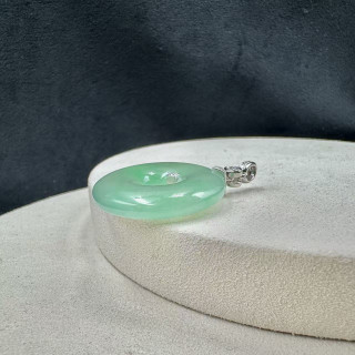 18K金真鑽冰種平安扣吊墜DB6