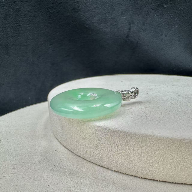 18K金真鑽冰種平安扣吊墜DB6