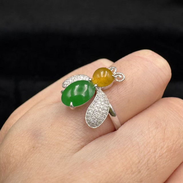 18K金真鑽自然田園蜜蜂造型戒指DB6