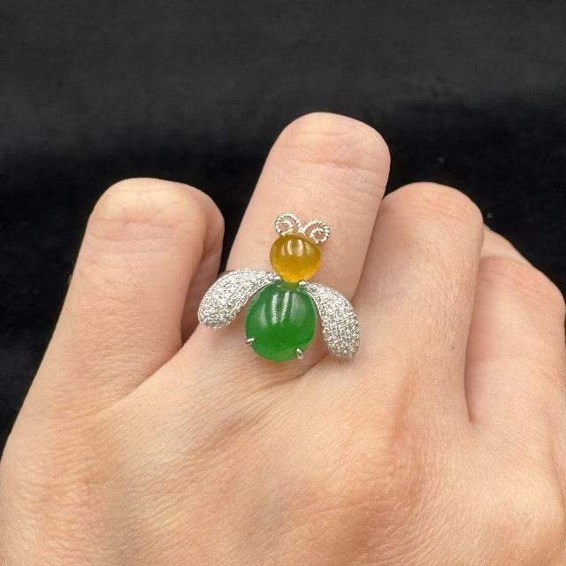 18K金真鑽自然田園蜜蜂造型戒指DB6