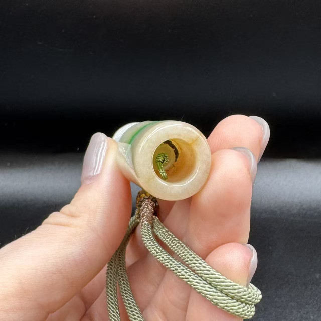 糯種三彩翎管造型墜飾繩鏈DB7