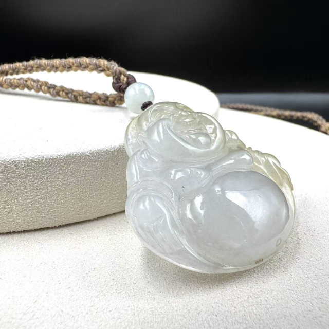 冰糯種黃翡佛公吊墜DB7